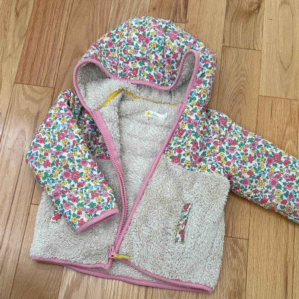 Baby Boden Floral and Cream Fleece Jacket